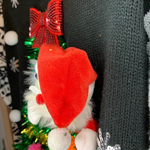 Santa Claus Christmas Tree Ho Ho Tinsel Ugly Sweater Christmas Holiday Size L - Picture 3 of 7